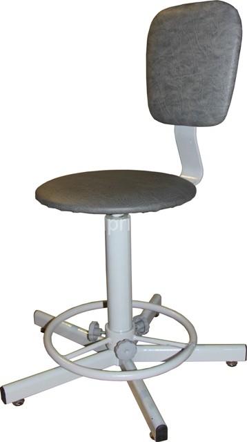 Стул винтовой лабораторный с круглым сиденьем СтЛК-02 на винтовых опорах и регулируемой подставкой для ног Стул винтовой лабораторный с круглым сиденьем